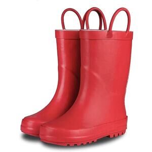 Lone Cone Toddler Girls Size 8 Red Rain Boots Easy On Handles Round Toe Shoes